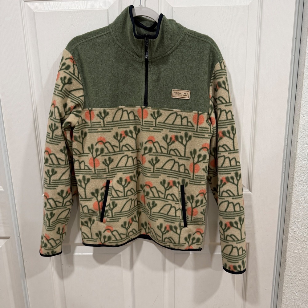 Jack Sage Joshua Tree National Park Fleece Quarter Zip Pullover Green Small